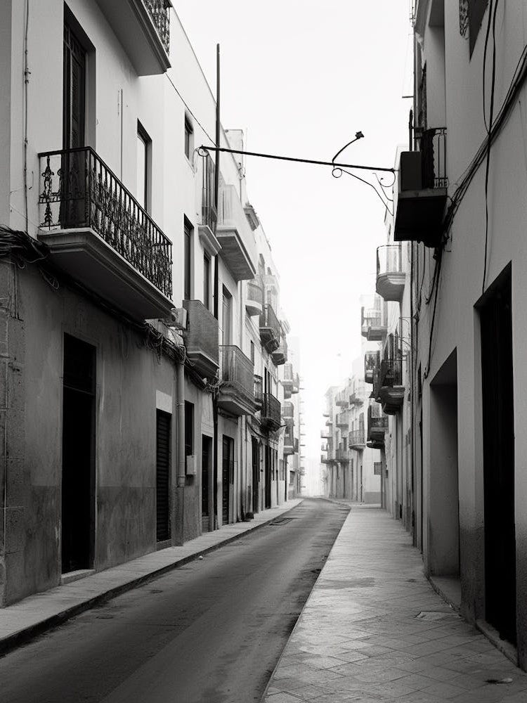 Cadiz, Spain, Black And White Old Photo 1
