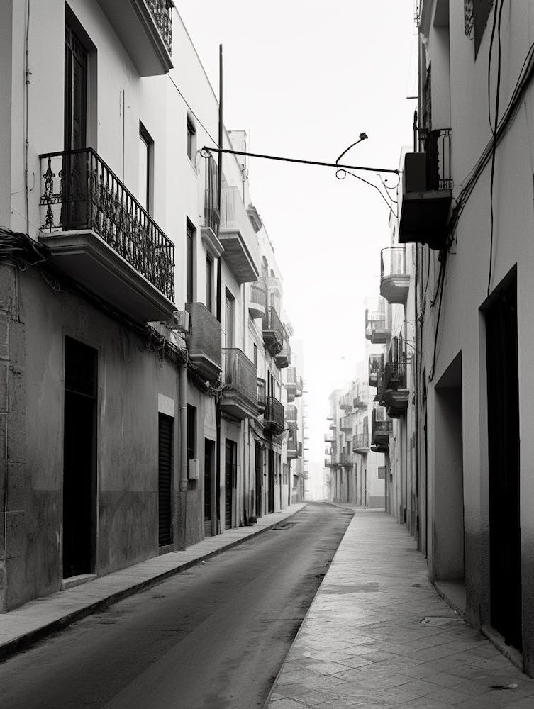 Cadiz, Spain, Black And White Old Photo 1