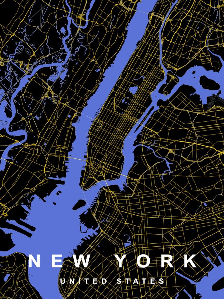 New York Black and Gold Map
