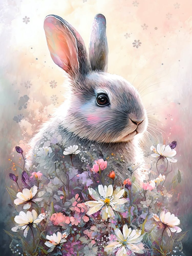 Rabbit And Flowers 2