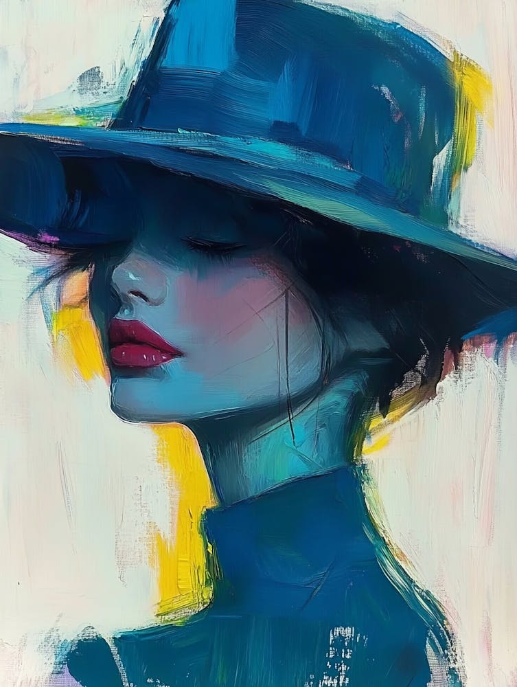 Depicting A Woman Wearing An Elegant Hat, Capturing Her Grace And Style