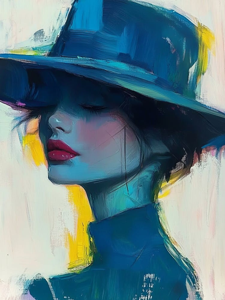 Depicting A Woman Wearing An Elegant Hat, Capturing Her Grace And Style