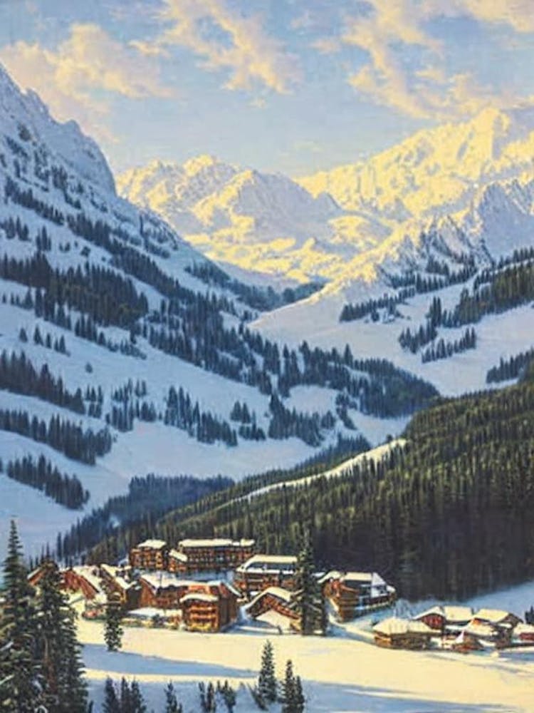 Courchevel, Frankreich Skigebiet Vintage-Landschaft 3 Skiposter