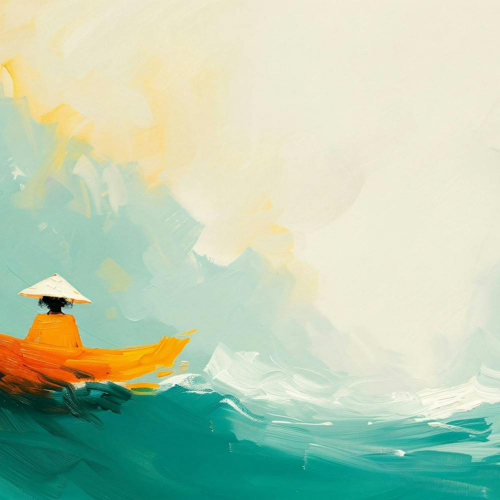 Orange Boat In The Sea