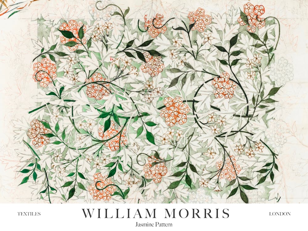 William Morris Prints Jasmine Pattern Landscape Botanical Vintage