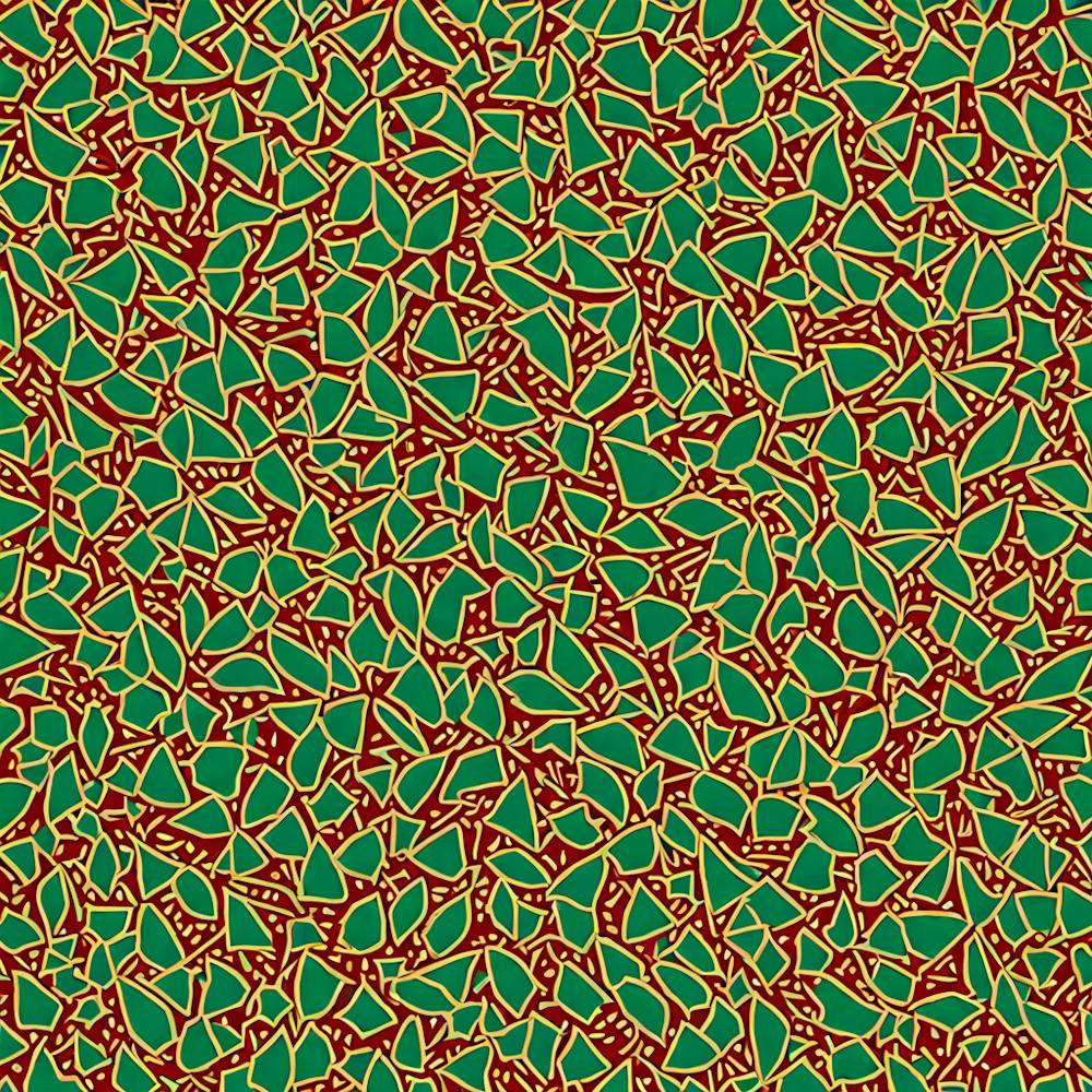 Weihnachtsähnliches Muster, Ein Muster mit abstrakten geometrischen Formen mit Rändern in rustikalen Grün- und Rottönen, Flache Kunst, 107