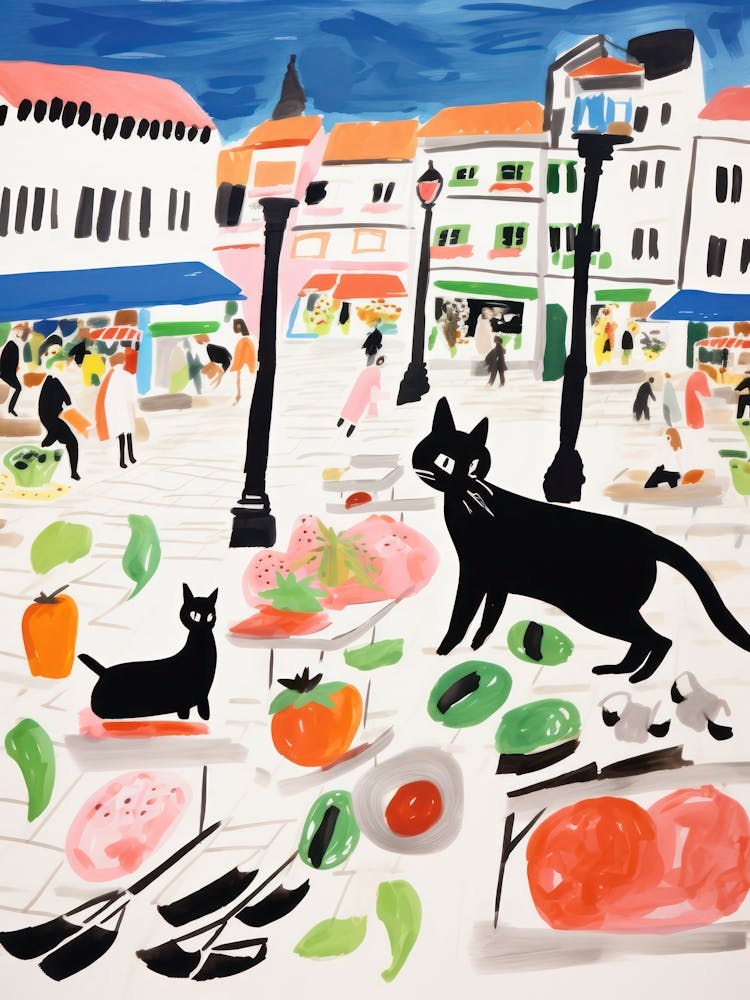 The Food Market In Santander 2 Illustration