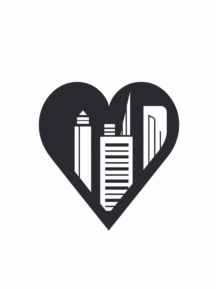Simple City Skyline Linework Heart 3