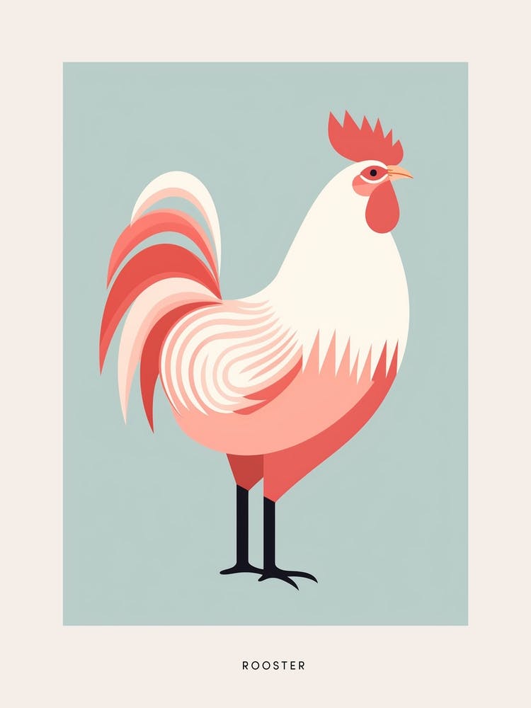 Minimalist Rooster 1 Bird Poster