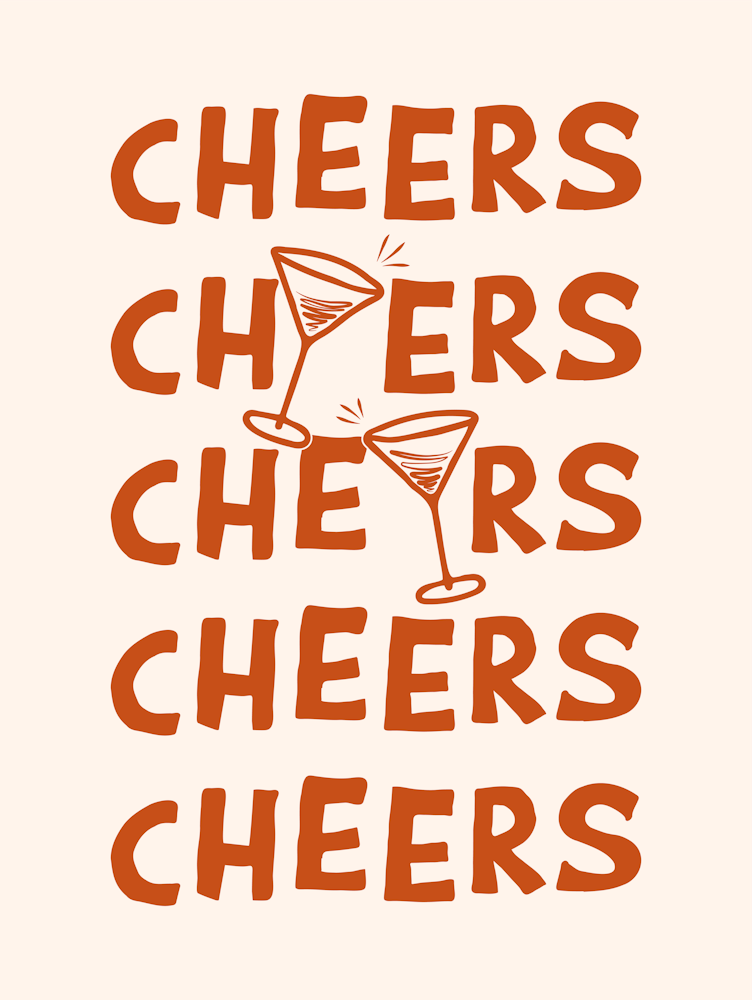 Cheers Cocktail Drinks in Burnt Orange and Linen White
