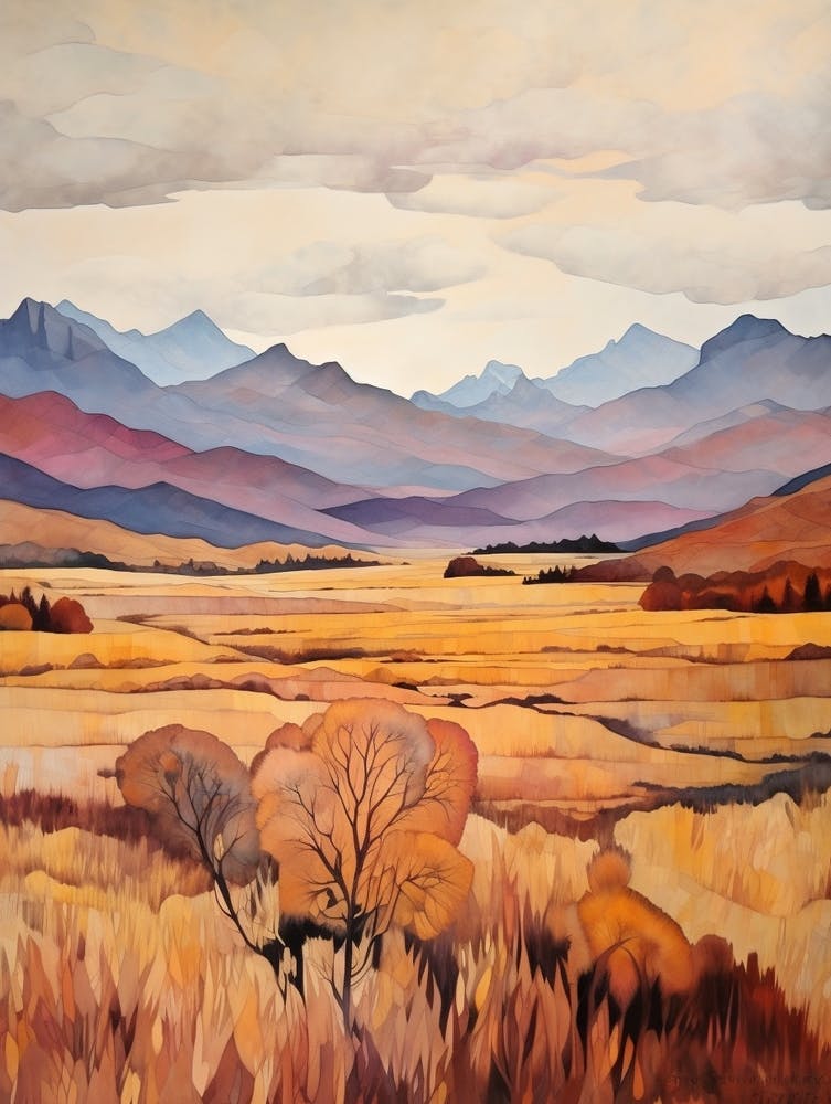 Autumn National Park Painting Fiordland National Park New Zealand 5
