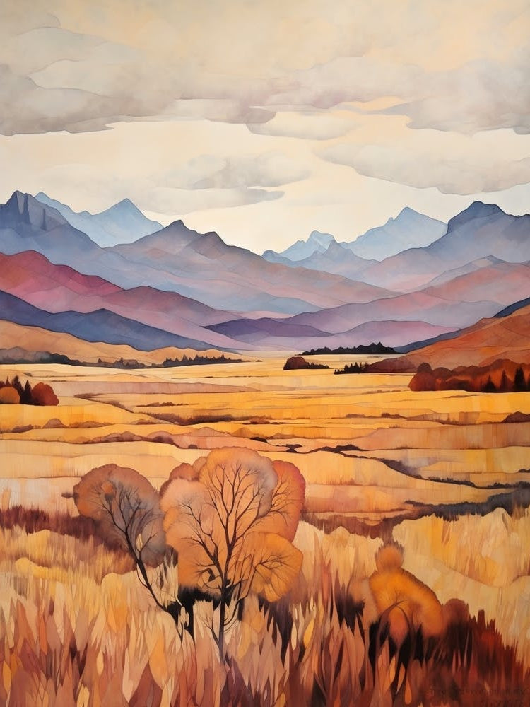 Autumn National Park Painting Fiordland National Park New Zealand 5