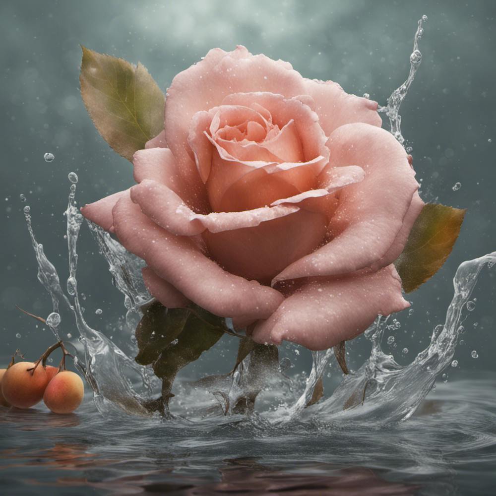 Pink Rose In Water