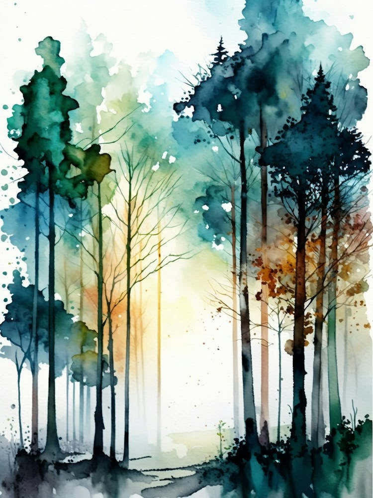 Watercolor Of Trees