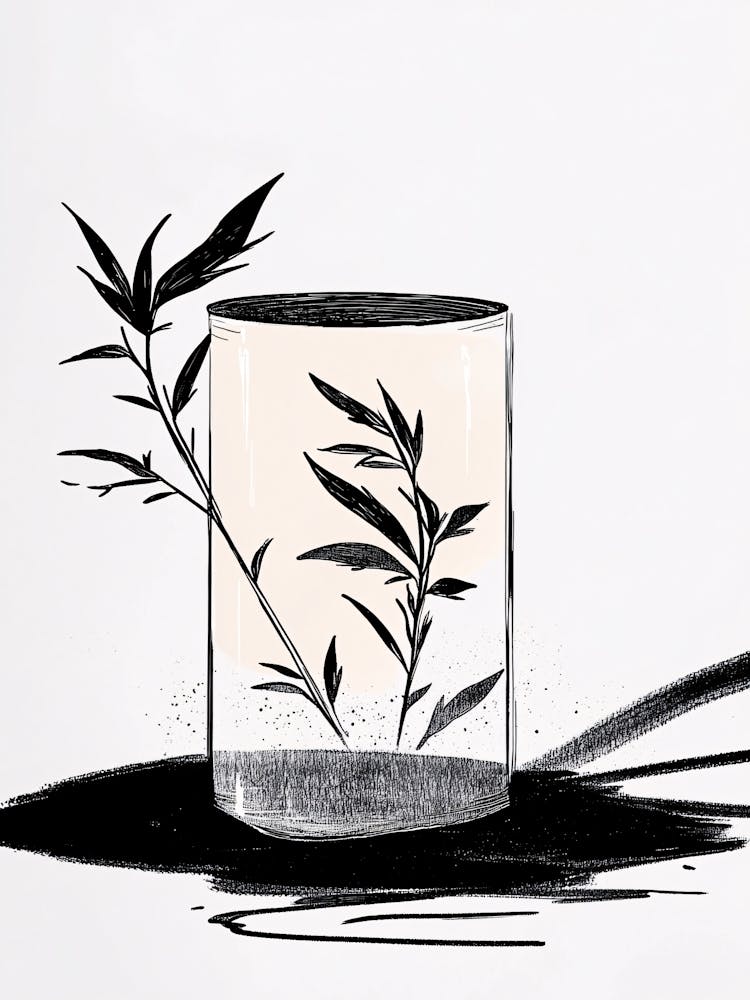 Vase Mit Bambustusche