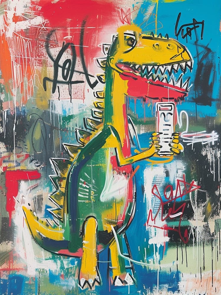 Abstract Graffiti Style Dinosaur On A Smart Phone 3