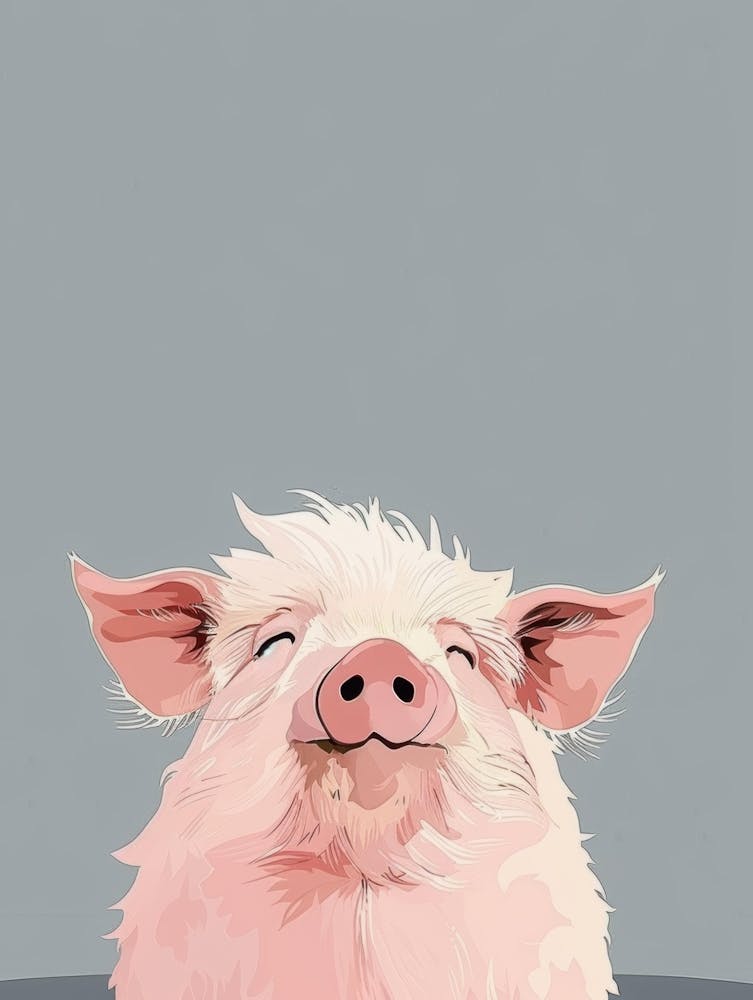 Pig On Grey