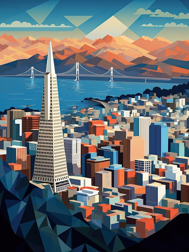 San Francisco, Usa, Geometrische Illustration 2