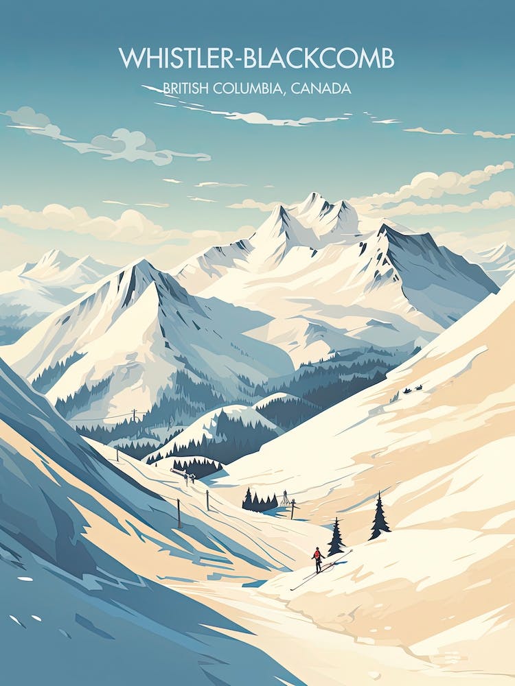 Poster Of Whistler Blackcomb   British Columbia, Canada, Ski Resort Illustration 7