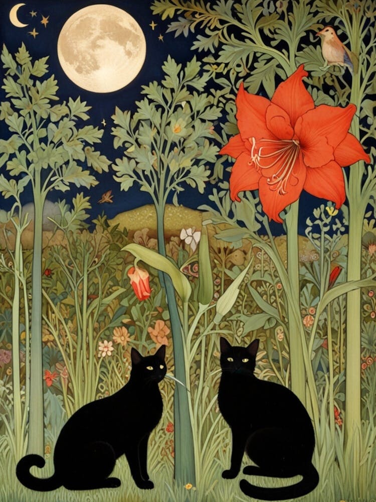 William Morris Black Cats In The Meadow
