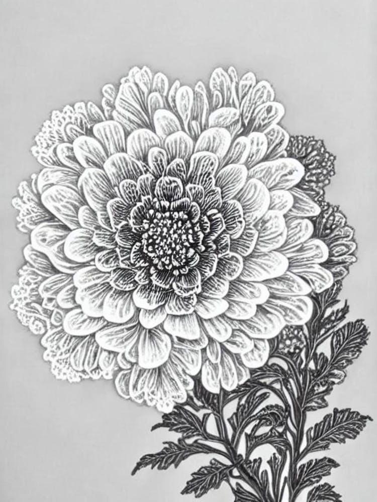 Queen Anne's Lace B&W Pencil 2 Flower