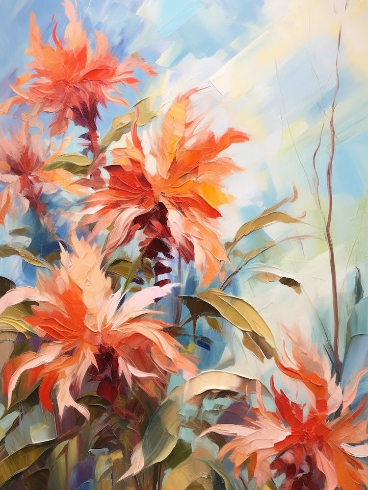 Fall Flower Painting Bee Balm 3