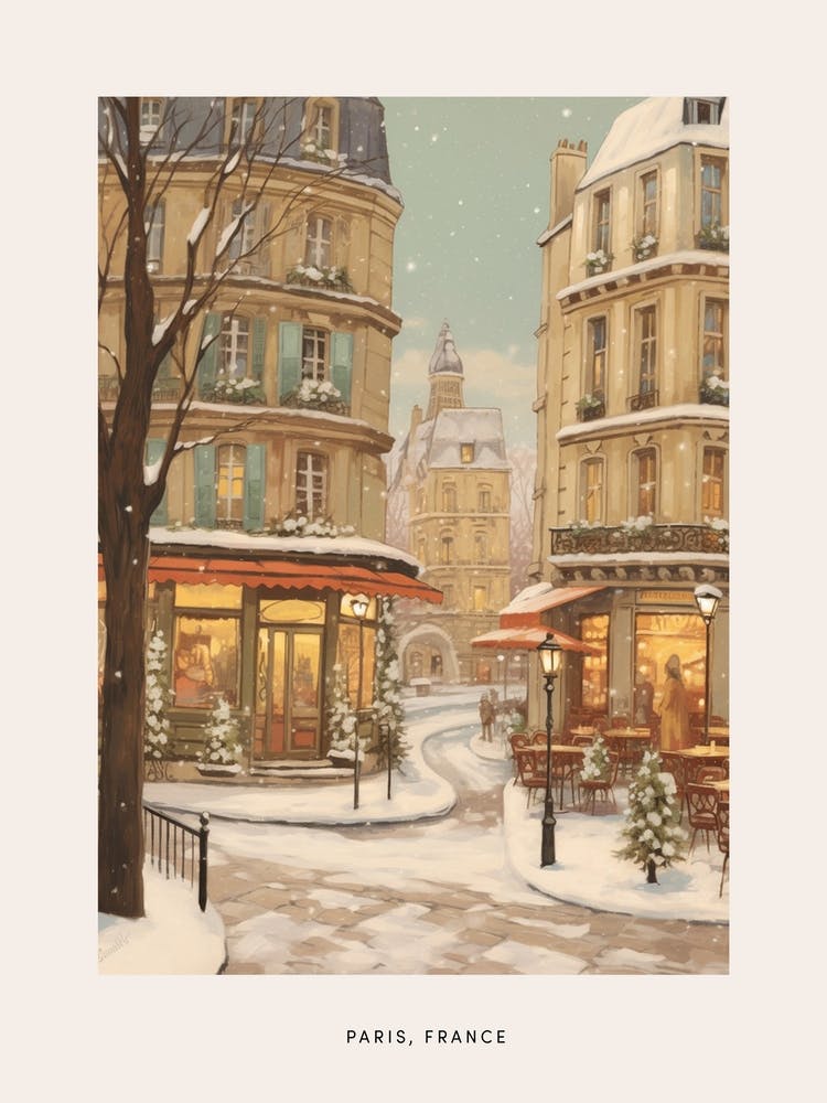Vintage Winter Poster Paris France 6
