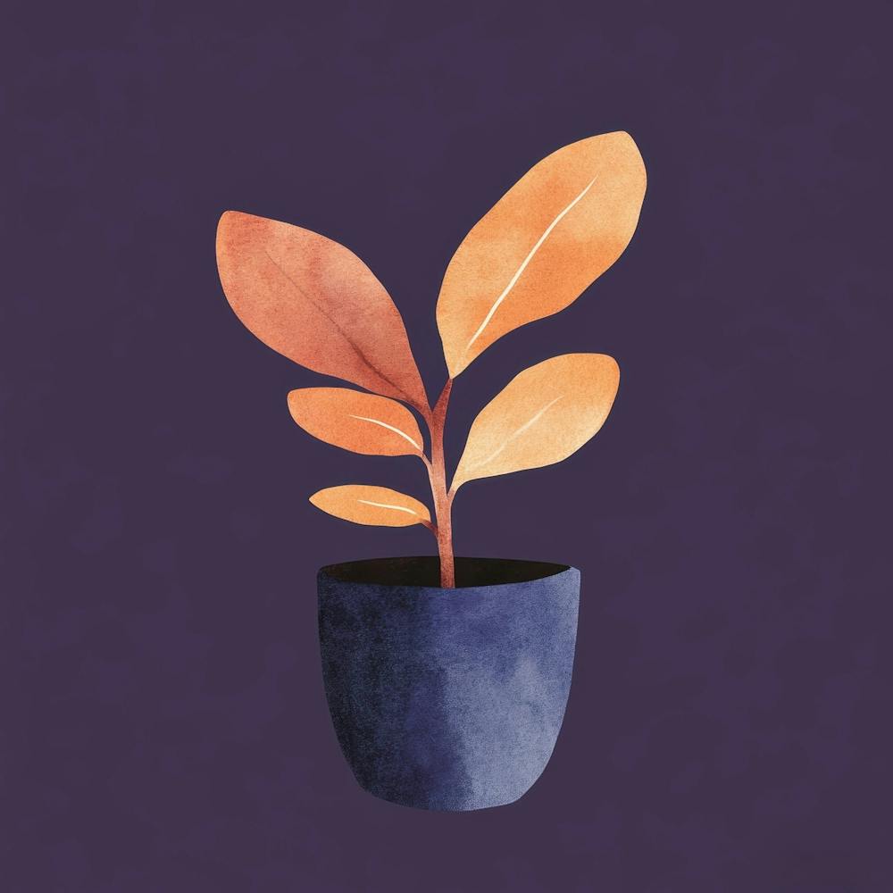 Watercolor Plant In Pot