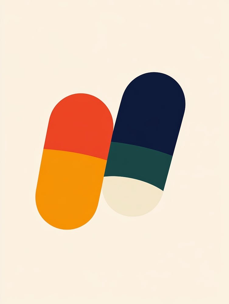 Two Pills On A White Background
