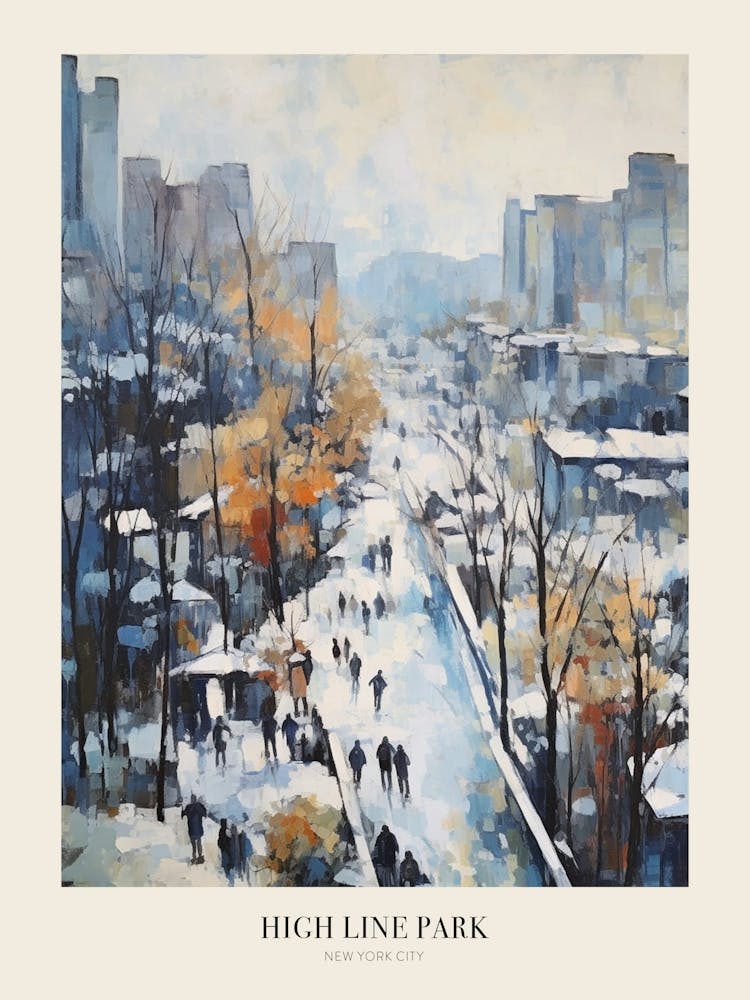 Winter City Park Poster High Line Park New York City 4