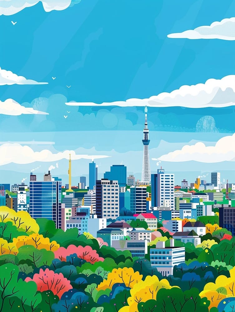 Nagoya Japan 2 Colourful Illustration