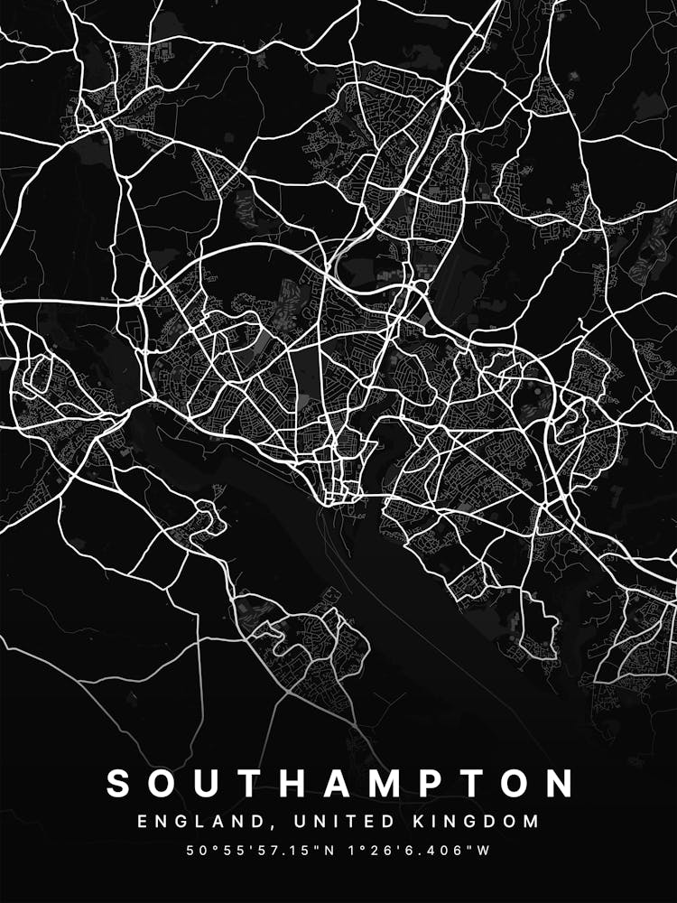 Southhampton England Black Map