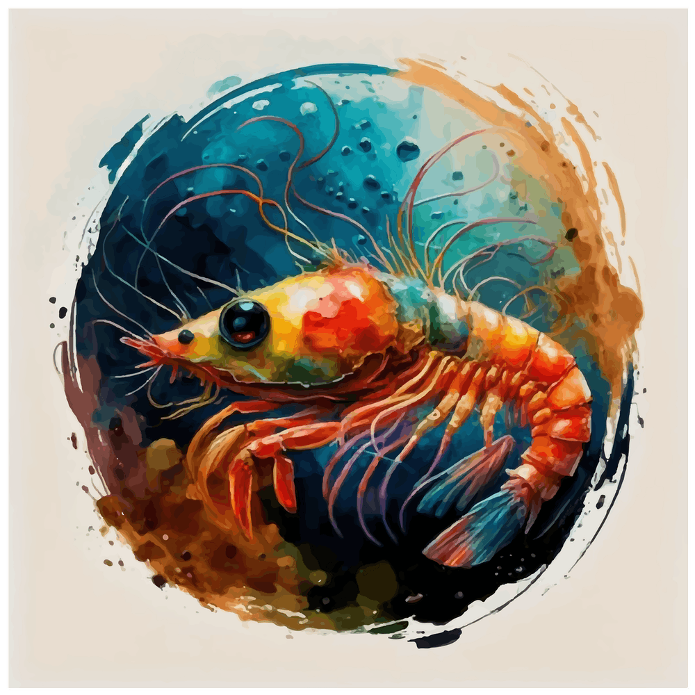 Shrimp Marine Life Watercolor