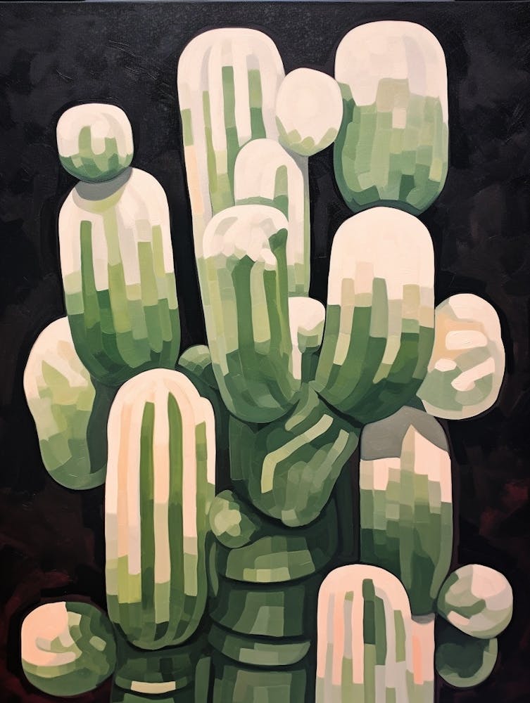 Modern Abstract Cactus Painting Mammillaria Cactus 2