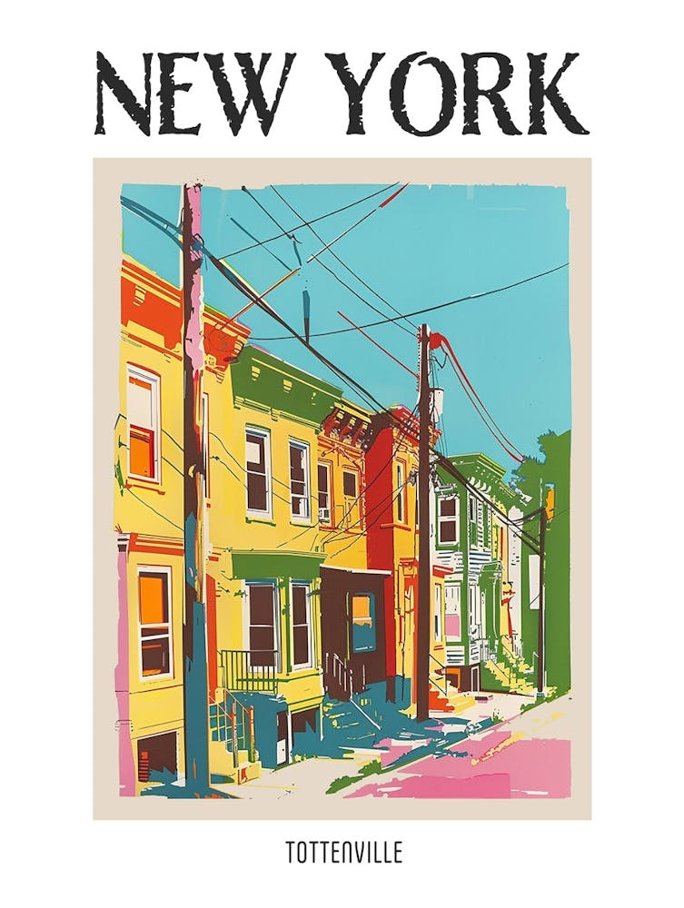 Tottenville New York Colourful Silkscreen Illustration 4 Poster