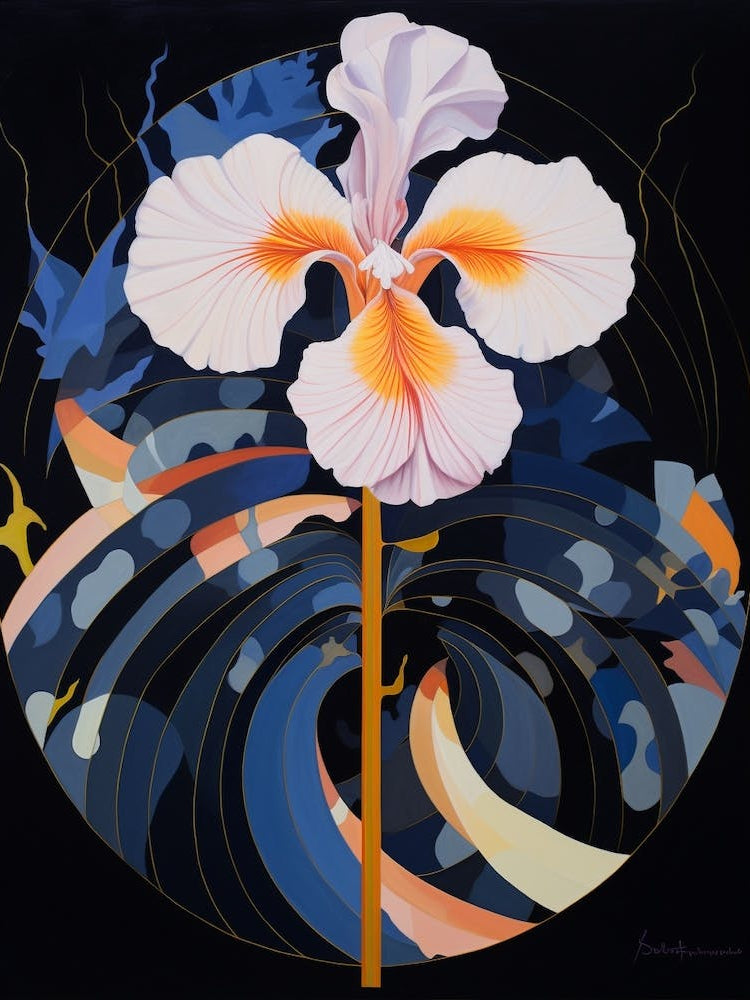 Iris Hilma Af Klint Inspired Flower Illustration
