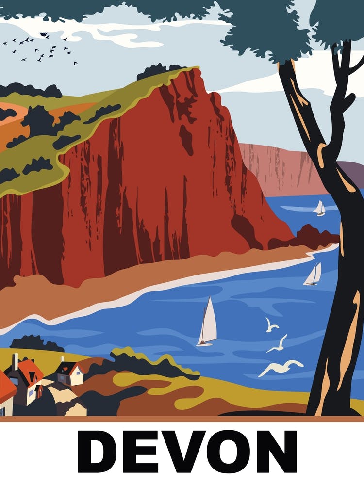 Devon, Sailing Boats Near The Coast