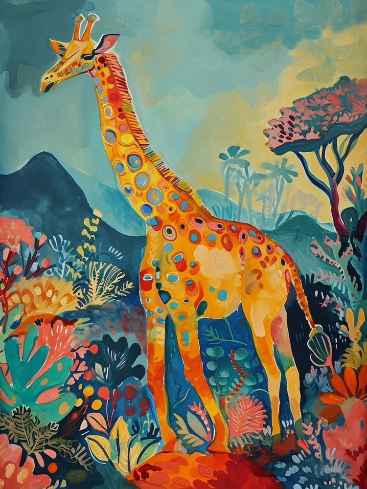 Giraffe In The Nature Illustration 4