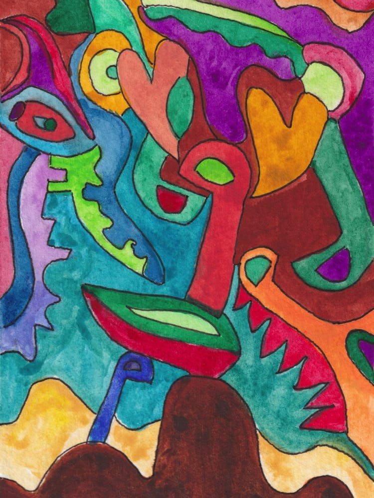 Cœurs Dansant dans l'Abstraction