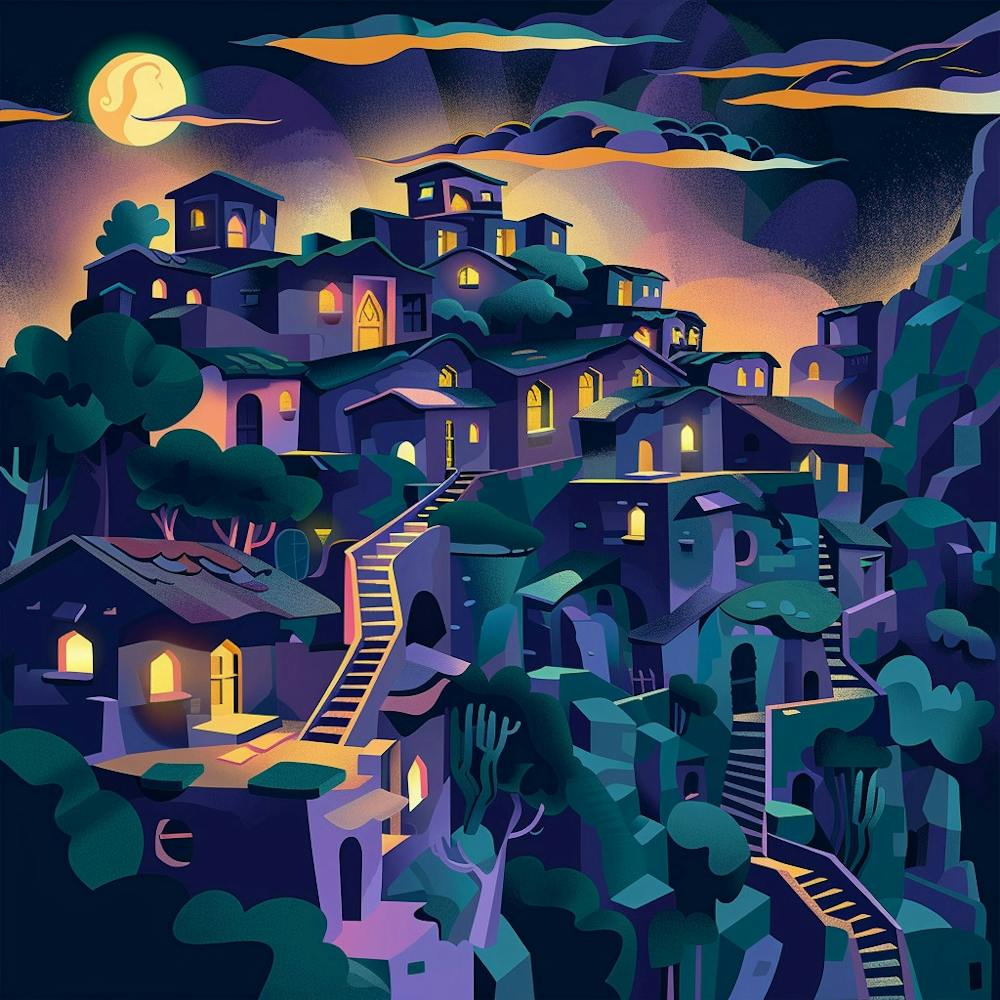 Town at Night Cubism