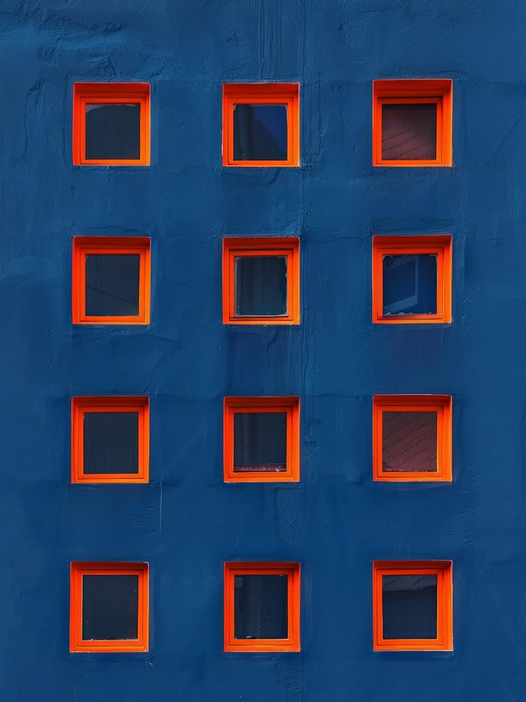 Windows On A Blue Building