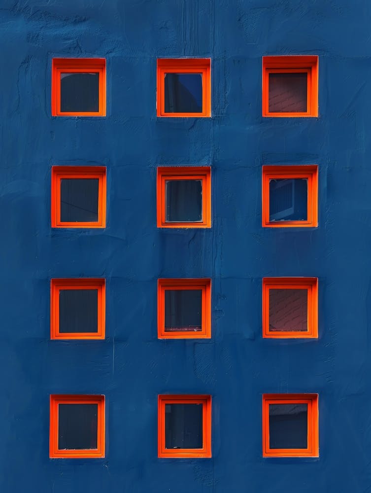 Windows On A Blue Building
