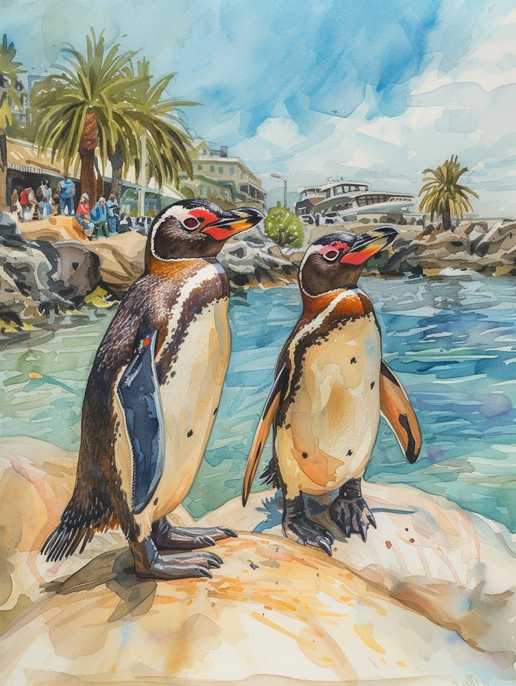 Humboldt Penguin Petermann Island Watercolour Painting 3