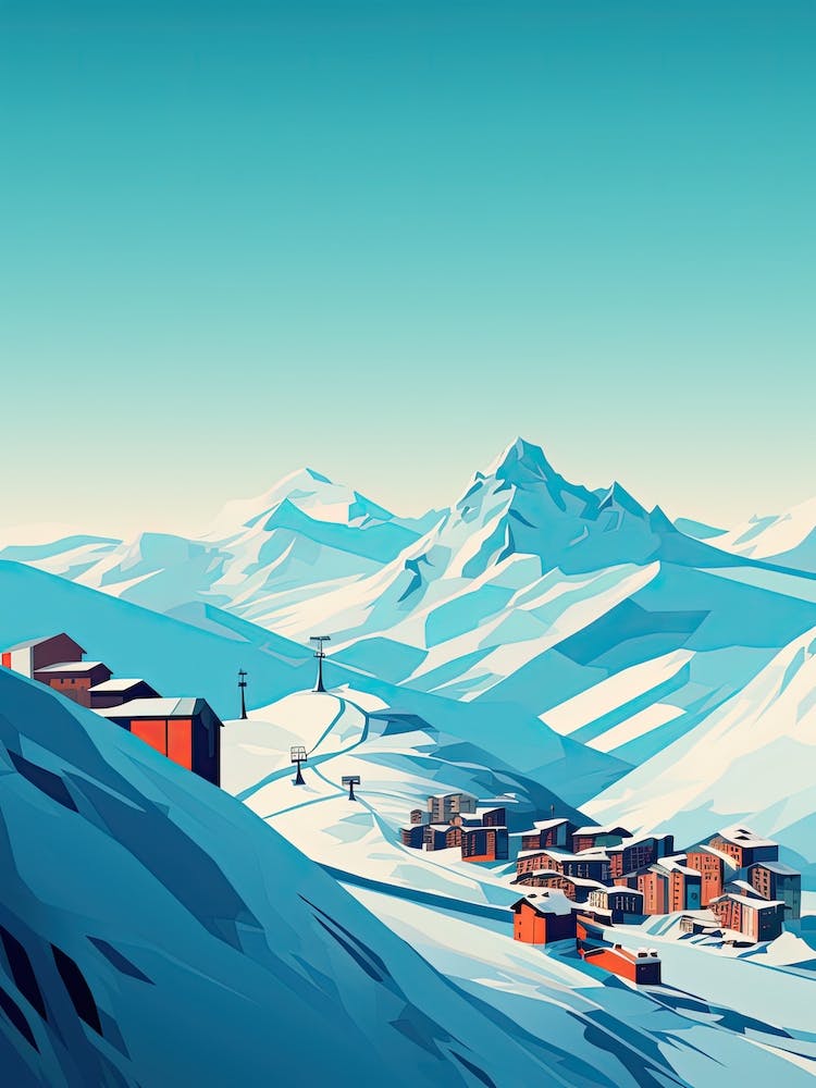 Val Thorens   France, Ski Resort Illustration 2 Simple Style