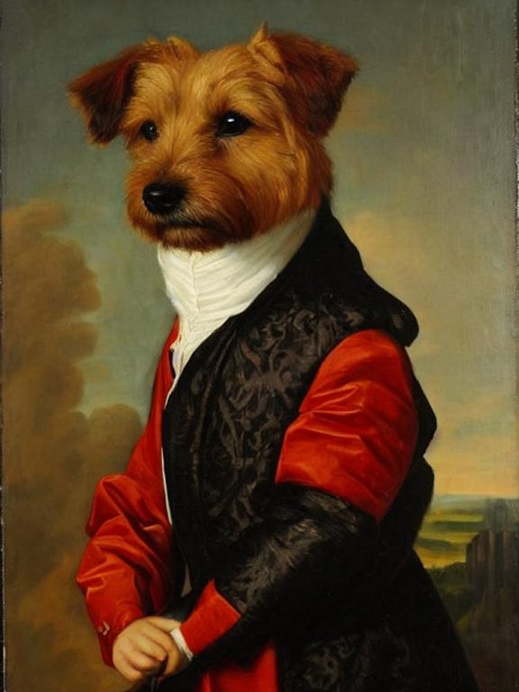 Norwich Terrier Renaissance Portrait Oil Painting