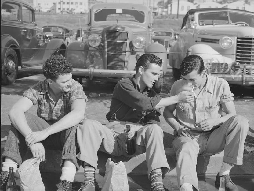 Workmen During Lunch Period, Across The Street From The Consolidated Airplane Factory, San Diego, California