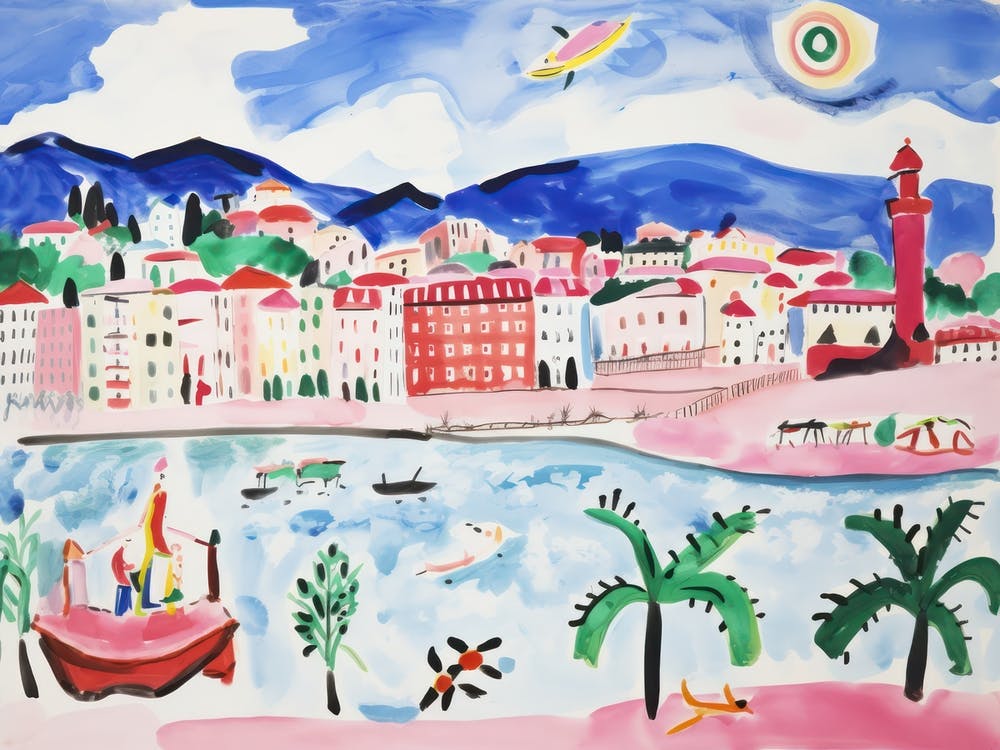Gênes Italie Illustration aquarelle mignonne 2