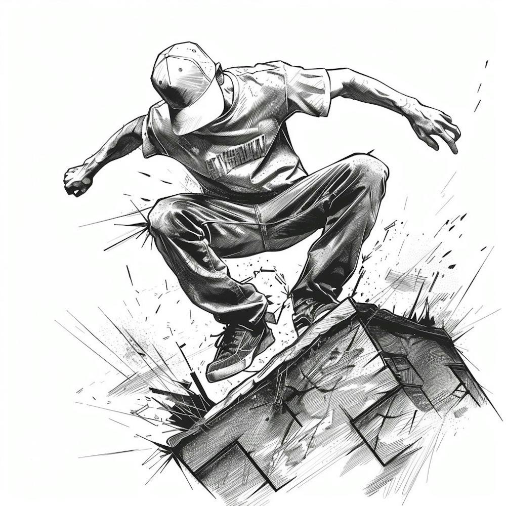 A Parkour Movement Hand Drawn Sketch 5