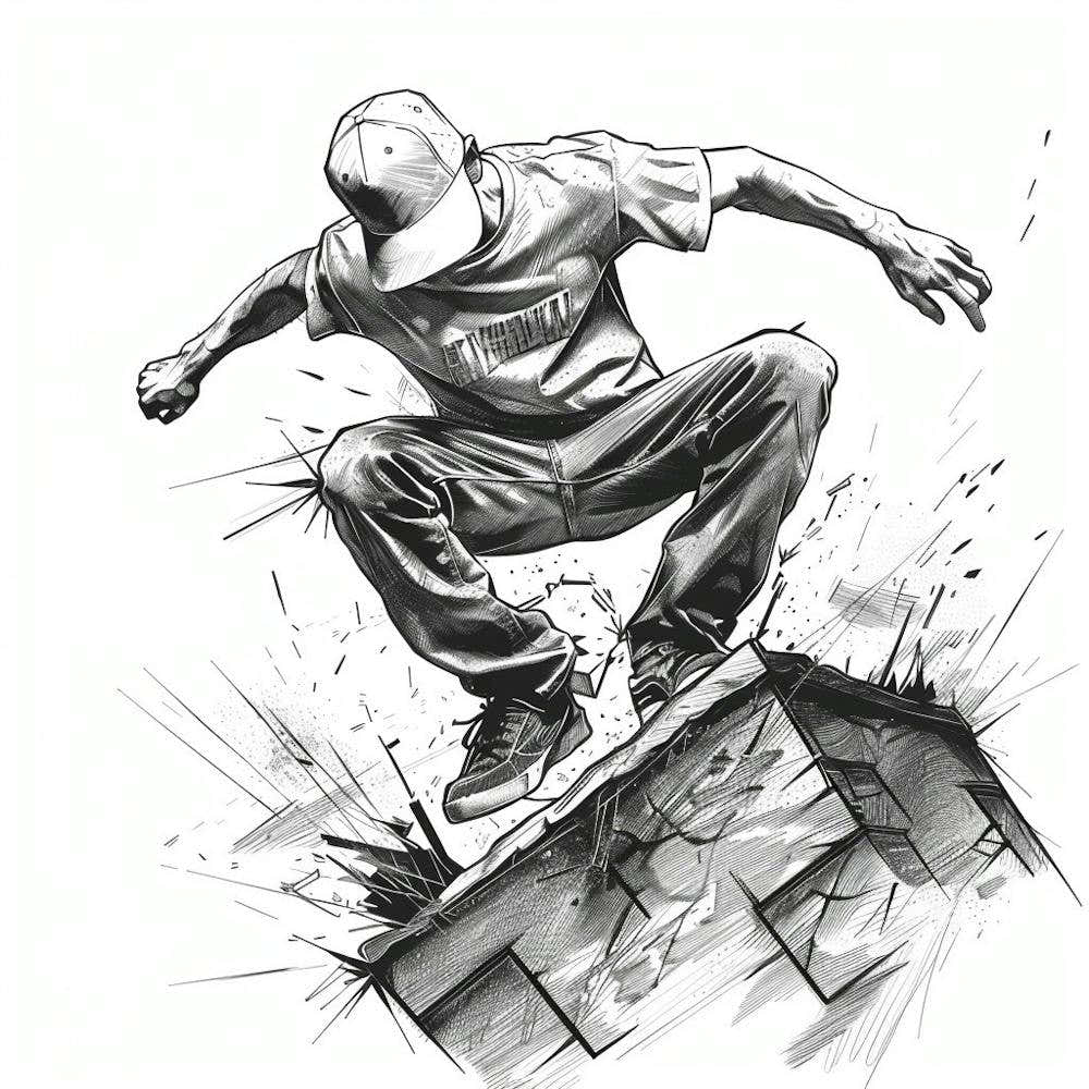 A Parkour Movement Hand Drawn Sketch 5