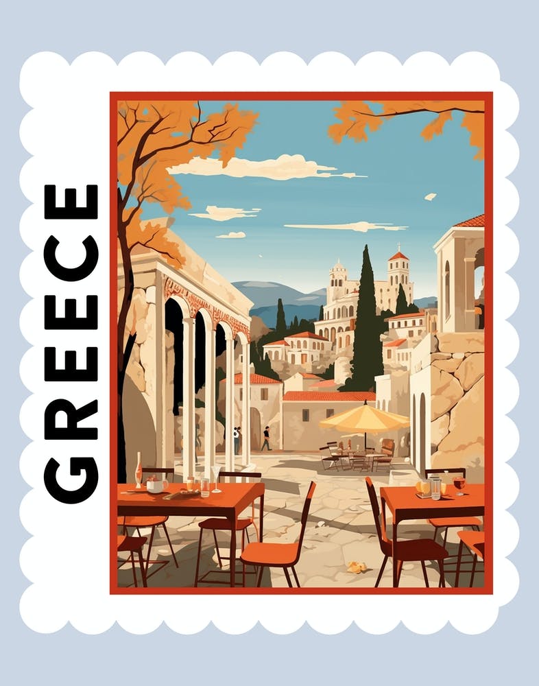 Greece 4 Travel Stamp Poster